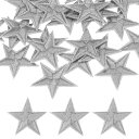 PATIKIL 服用 ため 30mmアイロンパッチ 30パックスターパッチホットメルト接着縫い付けアップリケ 衣類 装飾バックパックジーンハット グレー