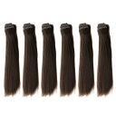 PATIKIL 15CMドール用ウィッグ 6個セット 高温シルク製ストレートウィッグ ドール用ヘアメイキングキットDIYハンドメイド用アクセサリー ディープチェ...