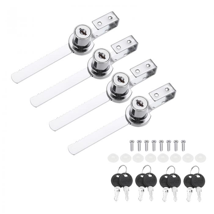 PATIKIL スライドガラスドアラチェットロック 120x11 mm 4個 同じキーのショーケースディスプレイセキ..