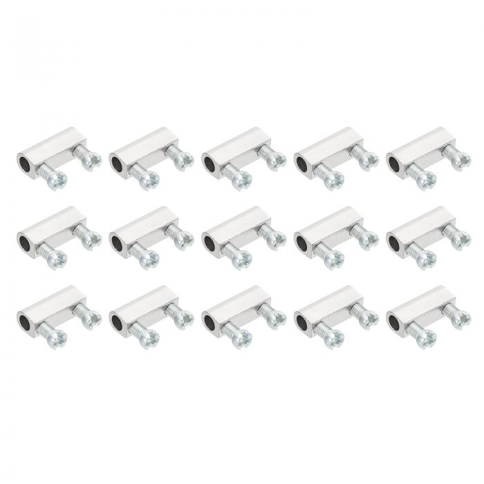 PATIKIL 14x5x6mm ワイヤーロープクリップ 6A 15個 銅ワイヤーコネクターケーブルクランプダブルホール..