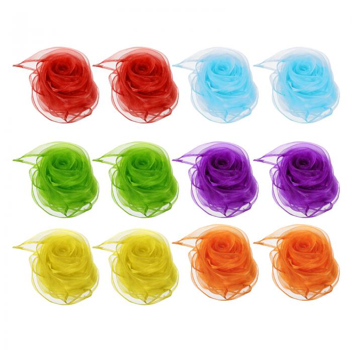 PATIKIL ダンススカーフ 12枚 正方形ジャグリングスカーフ24×24" マジックミュージックアクティビティ..