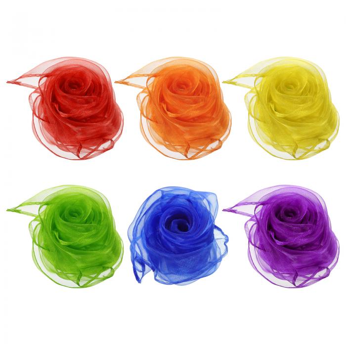 PATIKIL ダンススカーフ 6枚 正方形ジャグリングスカーフ24×24" プレイマジック音楽アクティビティジャ..