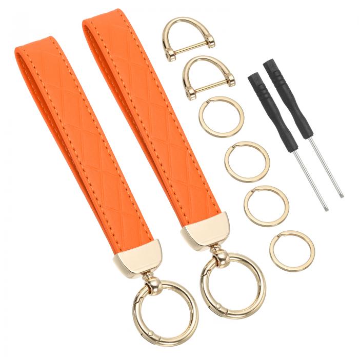 PATIKIL レザーリストレットキーチェーン 2個入りPUカーキーチェーンホルダーユニバーサル装飾リストキ..