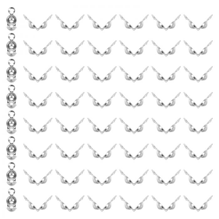 PATIKIL ビーズ先端結びカバー 1600個オープンビーズ先端クラムシェル折りたたみビーズクラムシェルカロッテエンドキャップ ビーズ結び工具宝石部品ネックレス作り シルバートーン