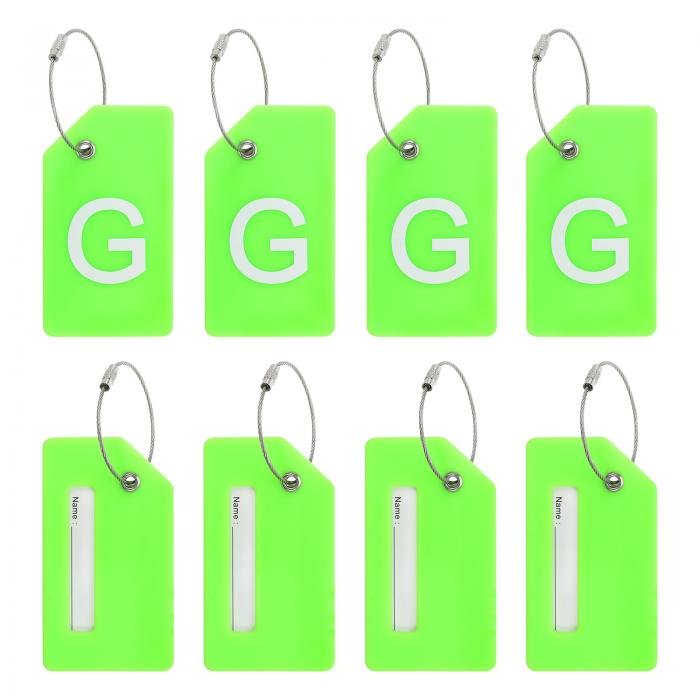 PATIKIL 初期荷物タグ 8個のシリコンスーツケースタグ識別子IDカードホルダー独特な荷物名タグ ステン..