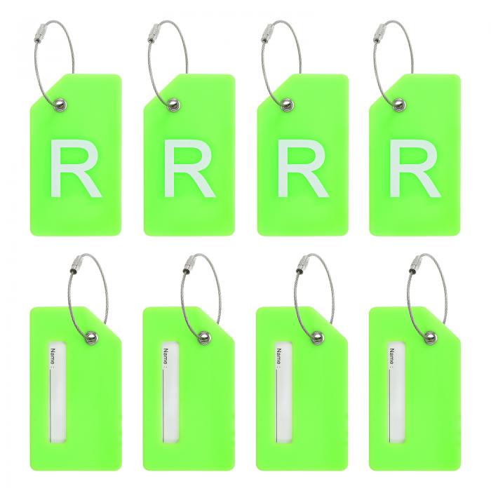PATIKIL 初期荷物タグ 8個のシリコンスーツケースタグ識別子IDカードホルダー独特な荷物名タグ ステン..