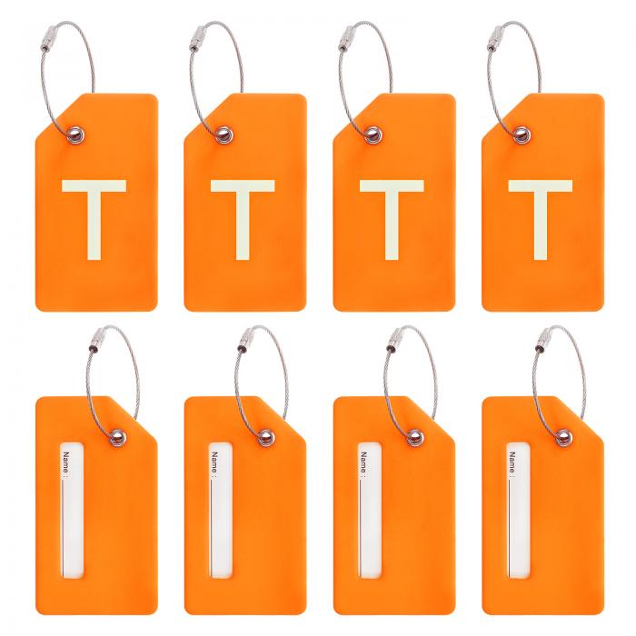 PATIKIL 初期荷物タグ 8個のシリコンスーツケースタグ識別子IDカードホルダー独特な荷物名タグ ステン..