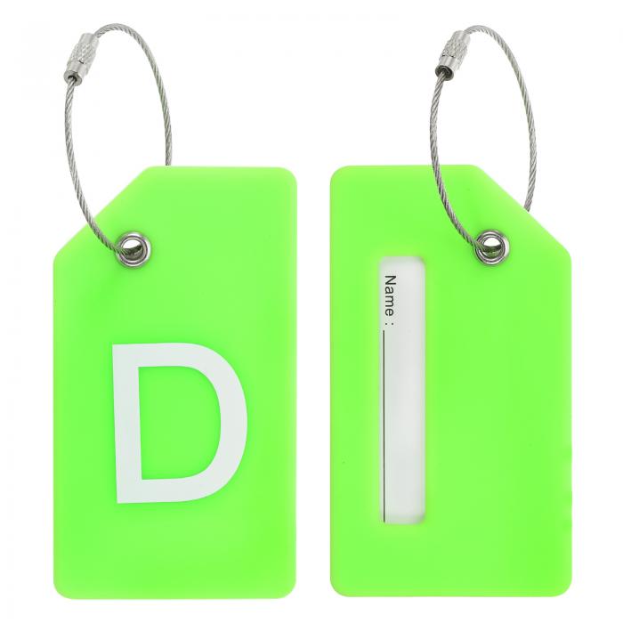 PATIKIL 初期荷物タグ 2個のシリコンスーツケースタグ識別子IDカードホルダー ステンレススチールルー..