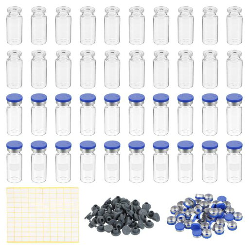 PATIKIL 10ml サンプルバイアル 100個 ラボ用空バイアル ブチルゴムストッパー付き クリンプトップキャップとラベル ホウケイ酸ガラスバイアル クリア PATIKIL 10ml サンプルバイアル 100個 ラボ用空バイアル ブチルゴムストッパー付き クリンプトップキャップとラベル ホウケイ酸ガラスバイアル クリア