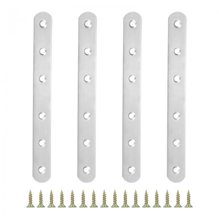 PATIKIL ステンレススチールコーナーブ ラケット 6.5 x 0.75インチ 4個 Lブ ラケットジョイント 右角サポートブ ラケット L字型コーナーファスナー 棚用ネジ付き シルバー