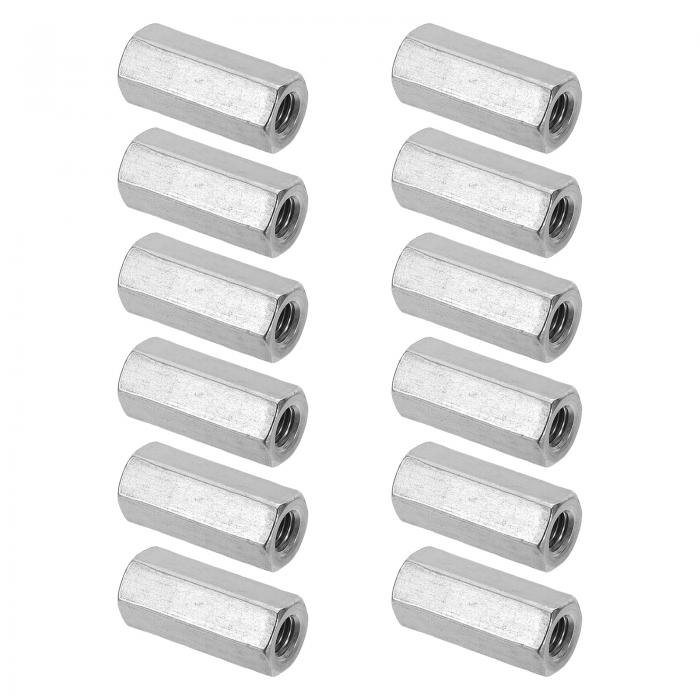 PATIKIL M10x1.5 mm ステンレススチール 六角カップリングナット12個 長さ40 mm 粗い全ねじロッドカッ..