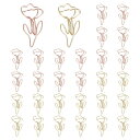 PATIKIL かわいいペーパークリップ 30個 花の形 ペーパークリップ メタル 面白いブックマーク プランナークリップ クランプ 家庭用 オフィス用品 デスク ファイル整理 ウェディングデコレーション 金色 ローズ金色