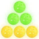 PATIKIL 発光ピックルボールボール 40穴 暗闇発光ピックルボール 6個 屋外用ピックルボールボール メッシュバッグ付き 屋内および屋外スポーツ用 イエロ...