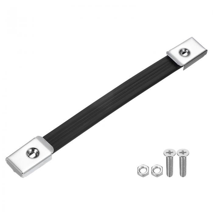 PATIKIL ハンドルストラップ交換 9.5" ゴムアンプスピーカーキャビネットストラップハンドル メタルエンドキャップとハードウェアアクセサリー付き シルバートーン