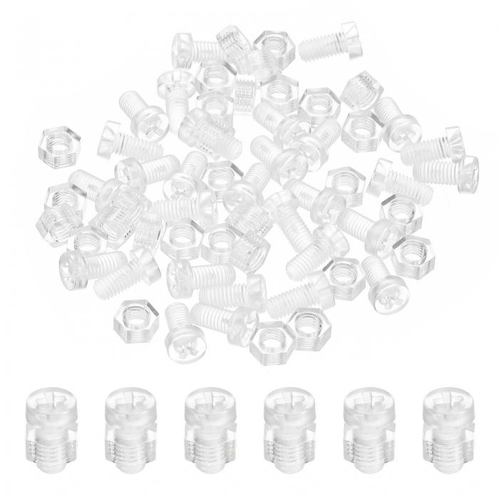 PATIKIL M5x10mm クリアアクリルネジと六角ナットキット 30セットPCプラスチックラウンドヘッドボルト 機械アクセサリー用 透明