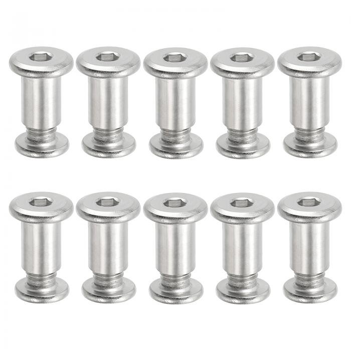PATIKIL ヘックスシカゴスクリュー 10セットバインディングスクリューポストM8 x 15 mm接続ヘックスド..