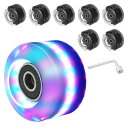 PATIKIL ローラースケートホイールセット 8個 58 mm 82A ライトアップスケートボードクルーザーホイールセット ベアリング付き トラ ックツールキット ダブルロースケート用 ピンク ブルー 緑