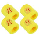 PATIKIL カラフルなスポーツリストバンド 4個 汗止めバンド テリークロス サッカー 野球 バスケットボール ソフトボール用 イェロー(4)