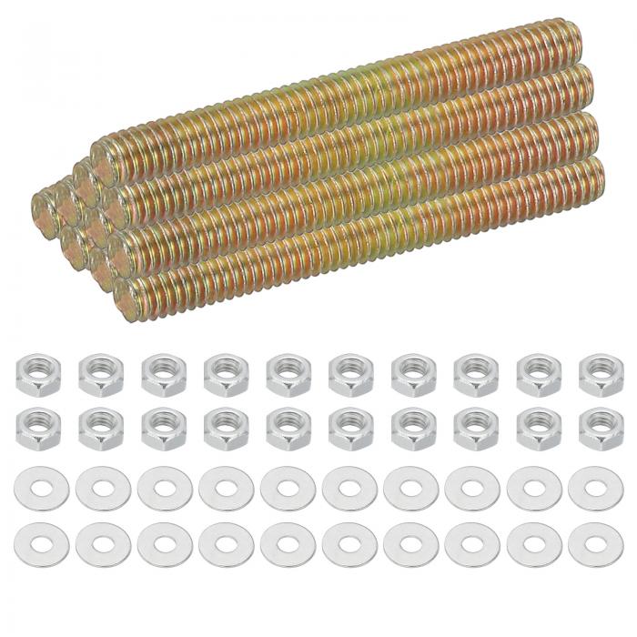 PATIKIL M4炭素鋼全ねじロッド 25セット2"長スレッドロッドバースタッドナットとワッシャー付き 家具取..