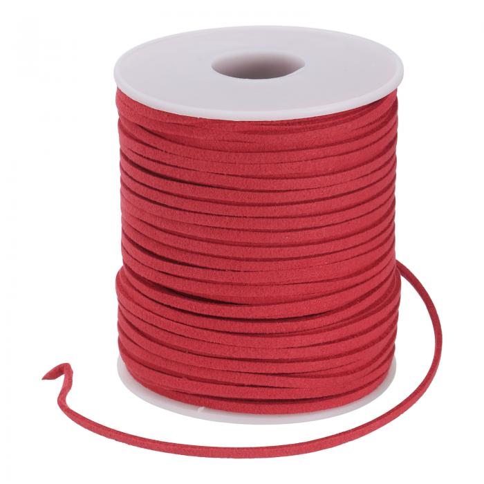 PATIKIL 2.6mmフェイクスエードレザーコード ブレスレットネックレスビーズ作りDIYクラフト用 レザーレースストリング レッド