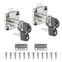 PATIKIL シリンダーキャビネットカムロック1-1/4"(32mm) 2本のキーが同じ合金鋼ツールボックスロック ファイル引き出しRVストレージロック交換セット用のキー付きセキュアメールボックスロック シルバー