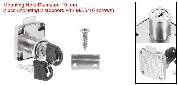 PATIKIL シリンダーキャビネットカムロック7/8"(22mm) 2本のキーが同じ合金鋼ツールボックスロック ファイル引き出しRVストレージロック交換セット用のキー付きセキュアメールボックスロック 黒色