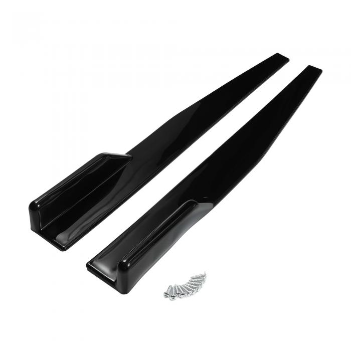 A ABSOPRO 車側スカート 86cm/33.86in 外装ロッカースプリッターディフューザーキット ユニバーサル 高耐久性 ABS ブラック サイドスカート エクステンションパネル ロワーサイドボトムライン スプリッターリップスポイラー