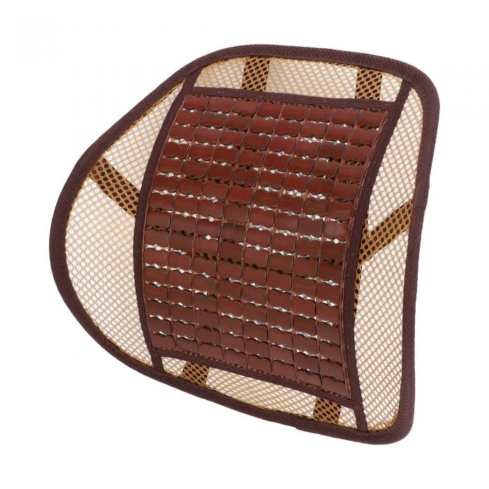 A ABSOPRO 車用シートカバー バンブービーズ ランバーマッサージ ランバークッション 41x43cm メッシュ ブラウン 1個