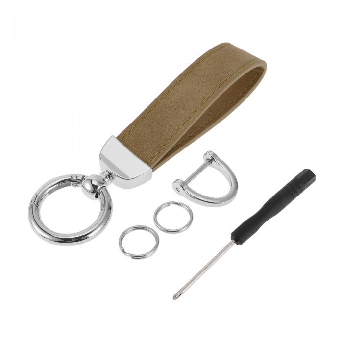 A ABSOPRO 車のキーチェーン ユニバーサル キーチェーン リング キーフォブ用 ホーム用 女性用 亜鉛合金 シルバートーン ブラウン 1セット