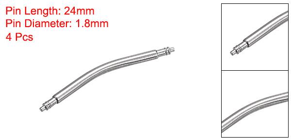 4個の時計バンドリンクピン スプリングバーピン1.8mm直径24mm長 時計バンドストラップ用のステンレススチールダブルフランジエンドピン