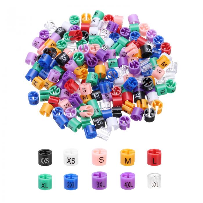 サイズタグは 3 mmのロッドに適した ガーメントの衣類のカラーコーディング用のマルチカラーの洋服ハンガーマーカーXXS/XS/S/M/L/XL/2XL/3XL...