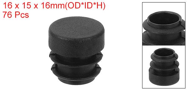 76個の丸形プラスチックプラグ チュービングエンドキャッププラグ 15mm(0.59")家具脚パイプインサート 椅子 ソファ テーブル 棚用のグライド保護 ブ ラッ ク [2]