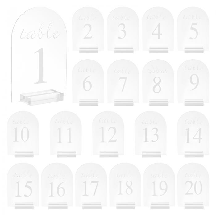アーチアクリルサイン スタンド付き アクリル アーチテーブルナンバーホルダー ウェディング テーブルセンターピースの装飾用 クリア 12.7 x 17.8 cm ナンバー1-20 20個