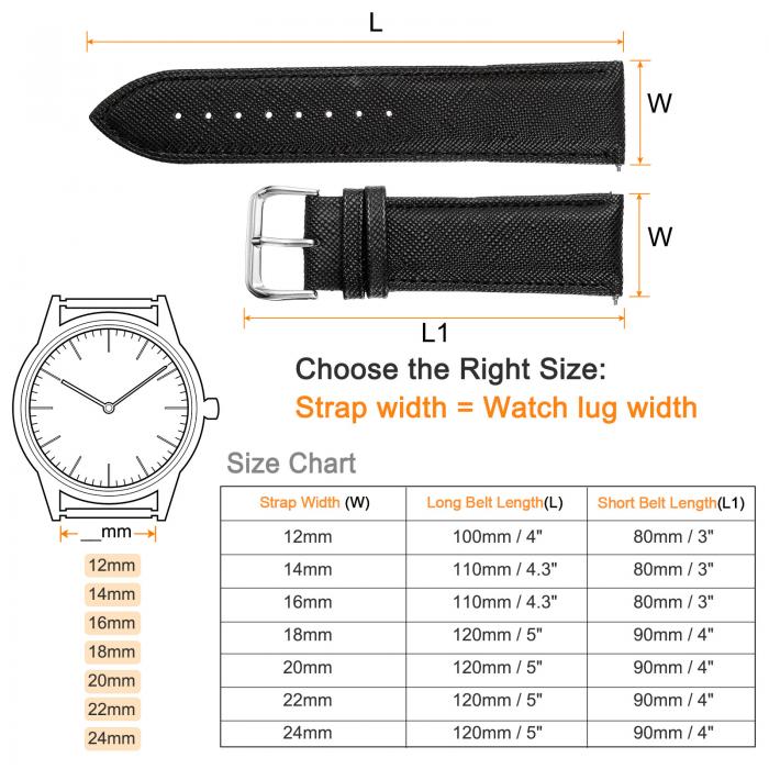 本物のレザーウォッチバンド 24mm 薄い粒子交換用牛革ストラップ エレガントな女性用メンズウォッチストラップ ステンレスバックルクラスプ付き クラシックスマートウォッチ用 ブ ラ ックシルバートーン