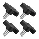 4個のティーウィングノブ親指ネジ M6 x 12mmクランピングスクリューノブメススレッド304ステンレススチールT字型親指ネジハンドル27mm直径 ハンド締め...