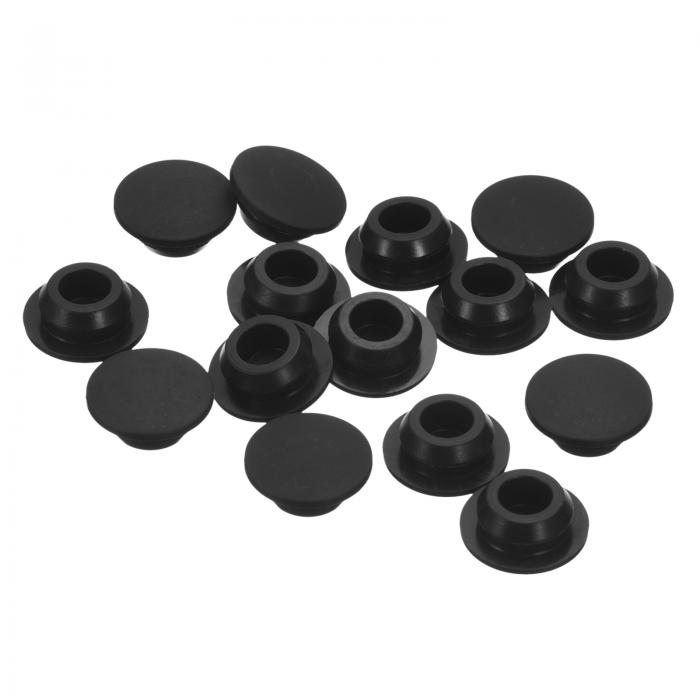 18個 シリコンプラグ 10-10.5mm 穴用 ラバーラウンドスナップインロック穴プラグ 金属管用 防水穴プラグ 家具エンドキャップ挿入物 黒
