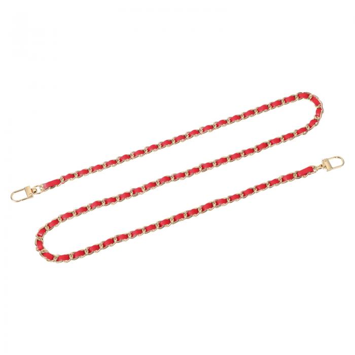 財布チェーンストラップ 39"のレザー製アイアンフラットチェーンストラップ ハンドバッグチェーン ショ..