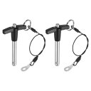 2個 Tハンドルロックピン 8mm x 40mm 使用長さ ステンレス製プッシュボタンクイックリリースピン