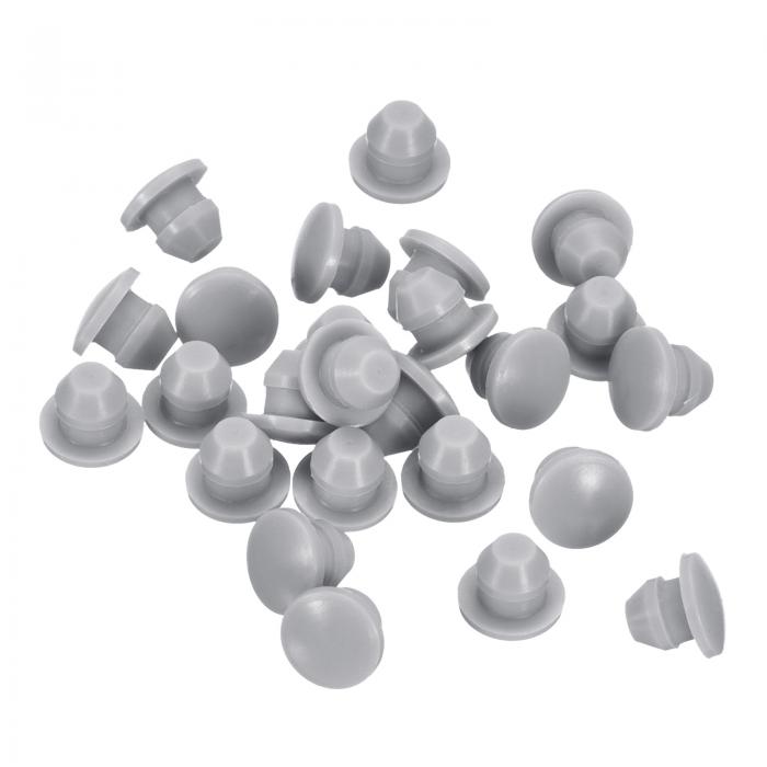 28個 シリコンプラグ 4.5mm 穴用ラバーラウンドスナップインロック穴プラグ 金属管用 防水穴プラグ 家具エンドキャップ挿入物 グレー