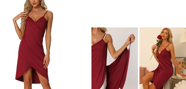 cheibear レディース カバーアップ ビーチ シーサイド 夏 バックレス スパゲッティ ストラップ ドレス サロン ラップ ブルゴーニュ L