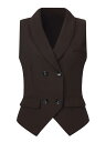 Allegra K ノースリーブスーツベスト エレガント チョッキ ダブルブレスト レディース コーヒー色 XL