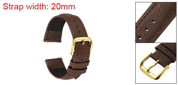 本物のレザーウォッチバンド 20mm 薄い粒子交換用牛革ストラップ エレガントな女性用メンズウォッチストラップ ステンレスバックルクラスプ付き クラシックスマートウォッチ用 ブ ラウン ゴー ルドトーン