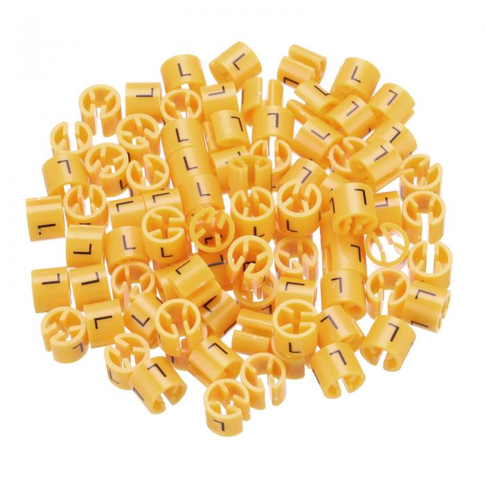 【期間限定10%OFF】衣類ハンガーマーカー Lサイズ タグ 3mm ロッド用 オレンジ 色分け 100個入り