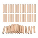 90個の木製ダウェルピン10x50mm(0.39x1.97)溝入り傾斜端材木ダウェルペグ木工家具棚用