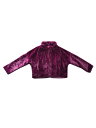 Allegra K クロップドジャケット ふわふわコート ノッチラペル フェイクファー レディース ブドウ紫 S