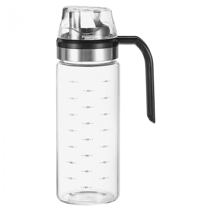 オイルとビネガーディスペンサーセット 15oz/450ml ガラス製オイルボトル ドリップ注ぎ口なし ガラスオイルディスペンサー スケール付き キッチン調理用