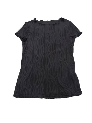 Allegra K レディース ラウンドネック テクスチャード リブニット トップス 半袖ブラウス ブラック S Allegra K レディース ラウンドネック テクスチャード リブニット トップス 半袖ブラウス ブラック S