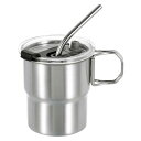 304ステンレスカップ ハンドル & ストロー & 蓋付き 10oz 二重壁ウォーターカップ 飛散防止ドリンクタンブ ラー 自宅 オフィス バー レストラン用