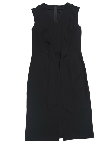 Allegra K レディース Vネックドレス ノースリーブ タイウエスト スリットヘム ボディコン 仕事 ビジネス 服装 夏 ミディドレス ブラック L Allegra K レディース Vネックドレス ノースリーブ タイウエスト スリットヘム ボディコン 仕事 ビジネス 服装 夏 ミディドレス ブラック L