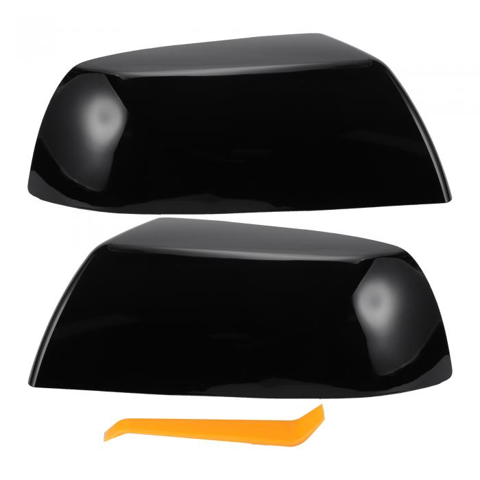 X AUTOHAUX Toyotaに対応Tundra Sequoia 2007-2022用の車のリアビュードライバーパッセンジャーサイドミラーカバーキャップ交換光沢ブラック1セットミラーガードカバーエクステリア装飾トリム